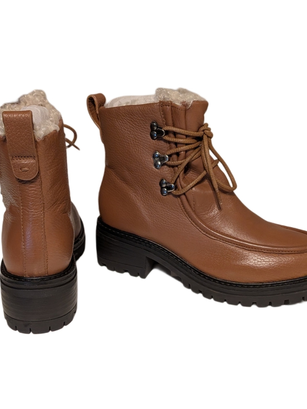 Gentle Souls Kenneth Cole Bristol Wallaby Boots Womens 7.5M Luggage Leather Lug - Picture 7 of 9